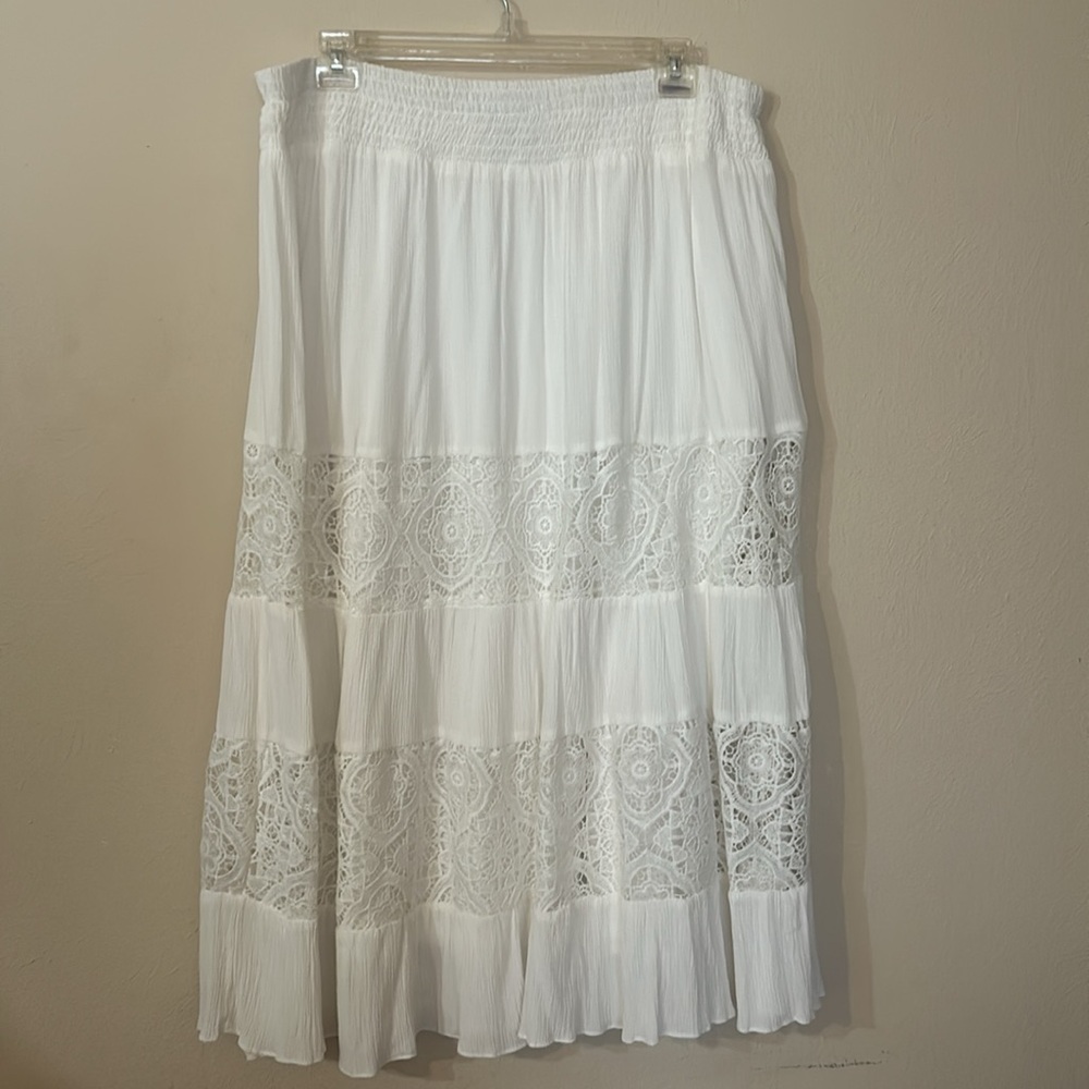 Lane Bryant White Tiered Bohemian Style Skirt - Picture 5 of 9